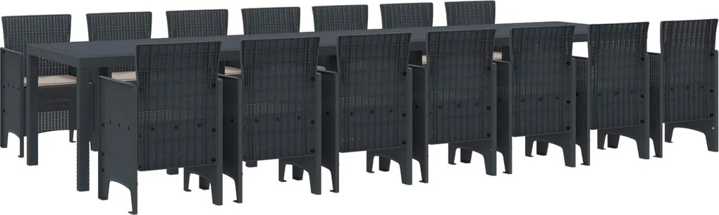 vidaXL Set de masă de grădină cu perne cu pernă 15 pcs Antracit PP