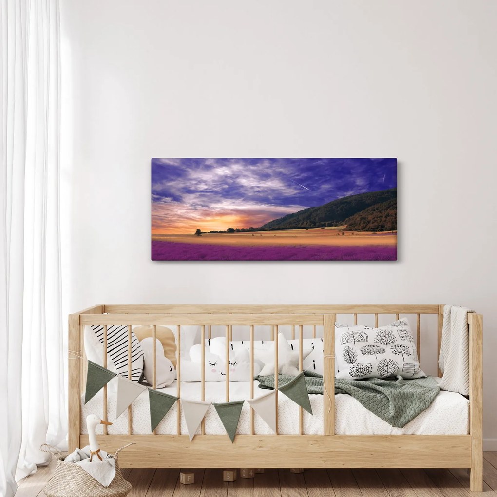 Tablou cu lunca cu lavandă (120x50 cm)