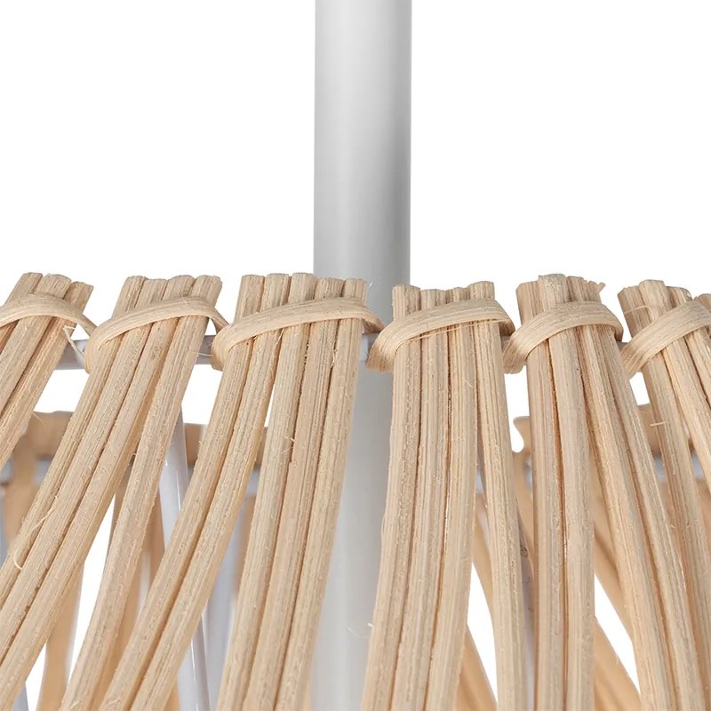 Lampă de podea rustică albă cu ratan - Sam