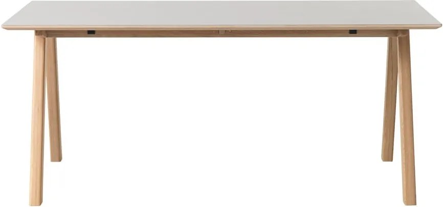 Masă de dining cu picioare din lemn de stejar Unique Furniture Bilbao, gri, 180 x 90 cm