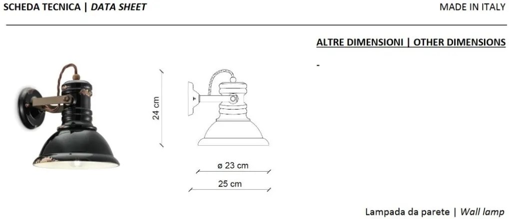 Aplica de perete design retro realizat manual din ceramica INDUSTRIAL