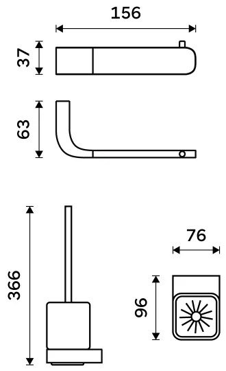 Perie de toaletă de perete și suport de hârtie igienică NIMCO NKC set-94KN-90 NIKAU negru mat