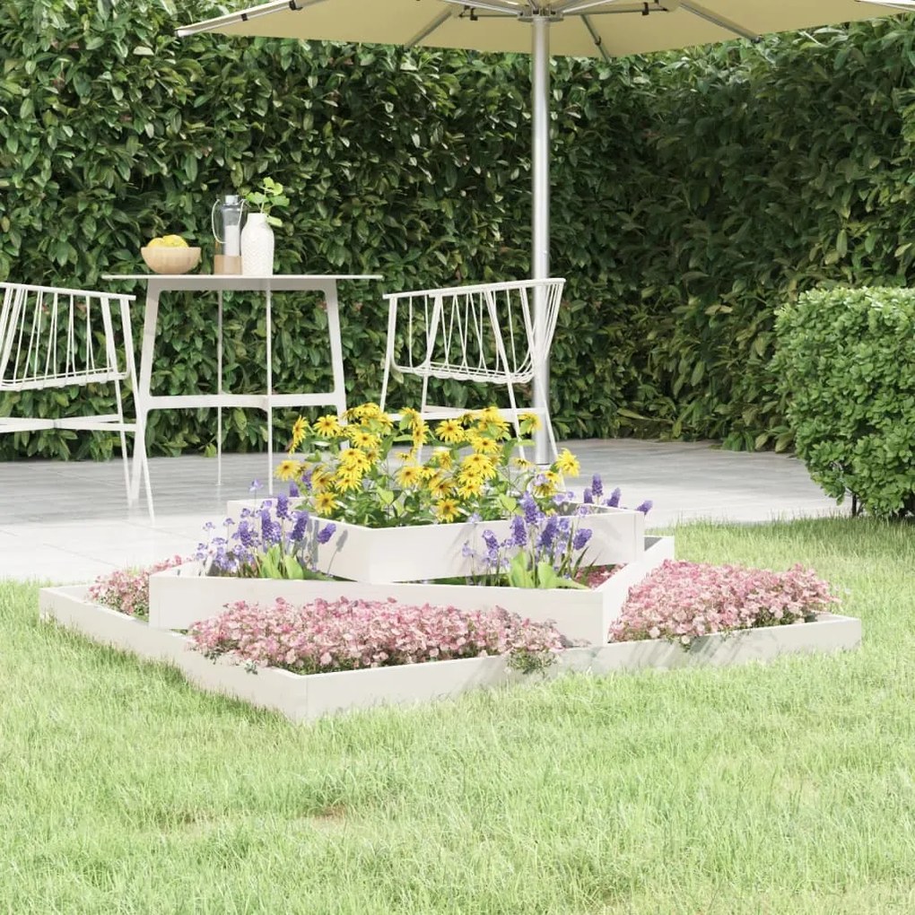 vidaXL Jardinieră, alb, 112x112x27 cm, lemn masiv de pin