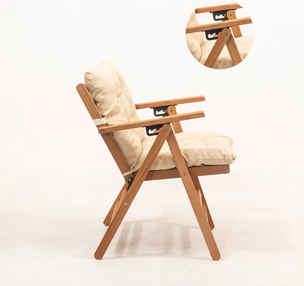 Fotoliu de grădină crem/natural din lemn – Floriane Garden