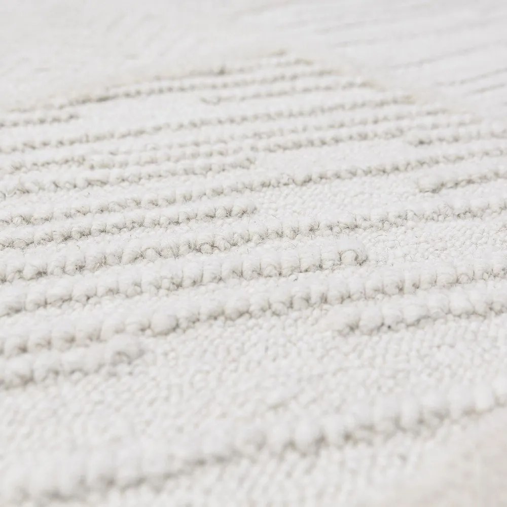 Covor alb țesut manual din amestesc de lână 160x230 cm Sculptured Blocks – Flair Rugs