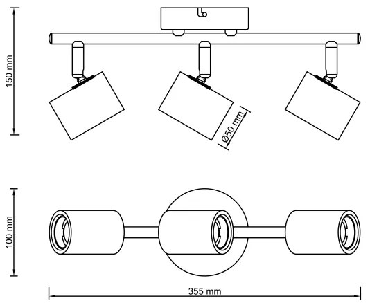 Brilliant - Lampă spot KERRY 3xE27/40W/230V, negru/bambus
