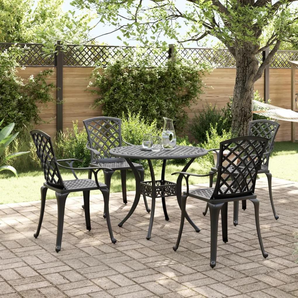 3216335 vidaXL Set mobilier de grădină, 5 piese, negru, aluminiu turnat
