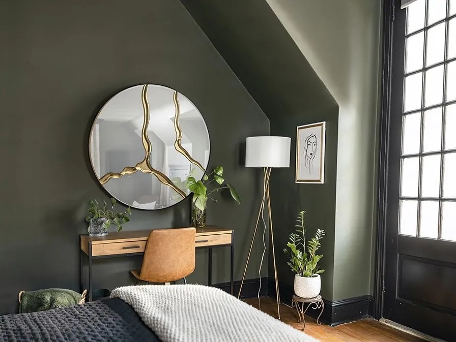 Oglinda rotunda design decorativ Surcos aurie