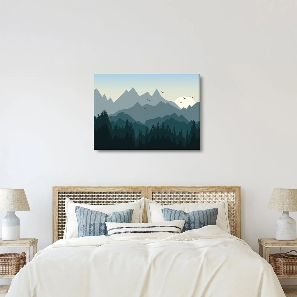 Tablou - Munții cu privirea graficeanului (70x50 cm)