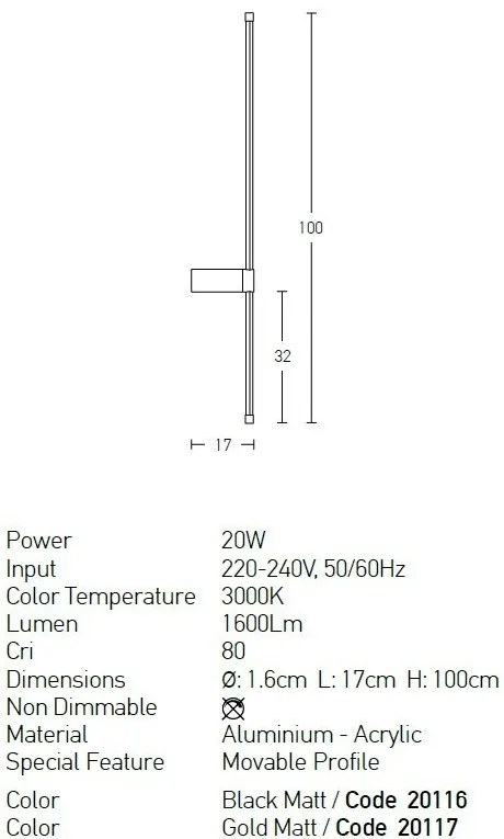 Aplica LED de perete design modern Heim auriu