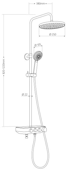 Aqualine - Set de duș cu baterie FARRAO, crom lucios