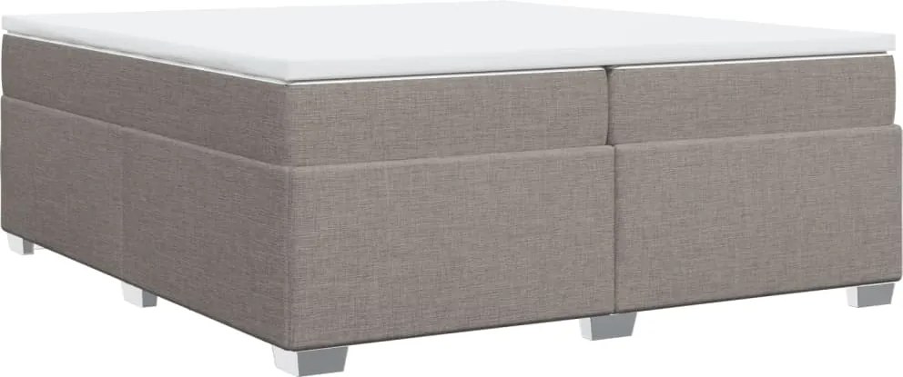 vidaXL Pat box spring cu saltea, gri taupe, 200x200 cm, textil