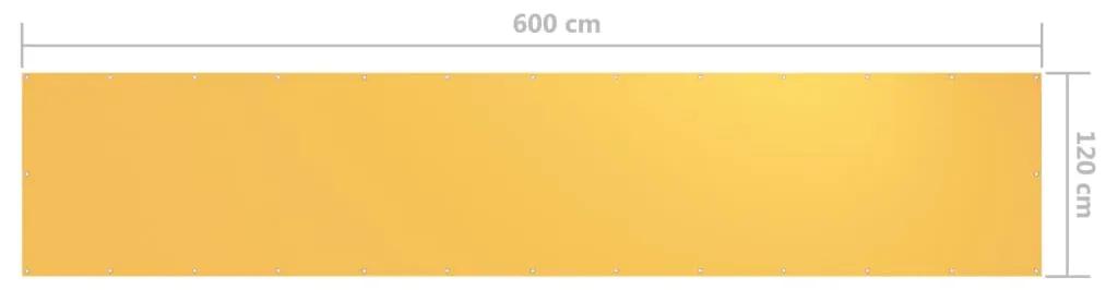 Paravan de balcon, galben, 120x600 cm, tesatura Oxford Galben, 120 x 600 cm