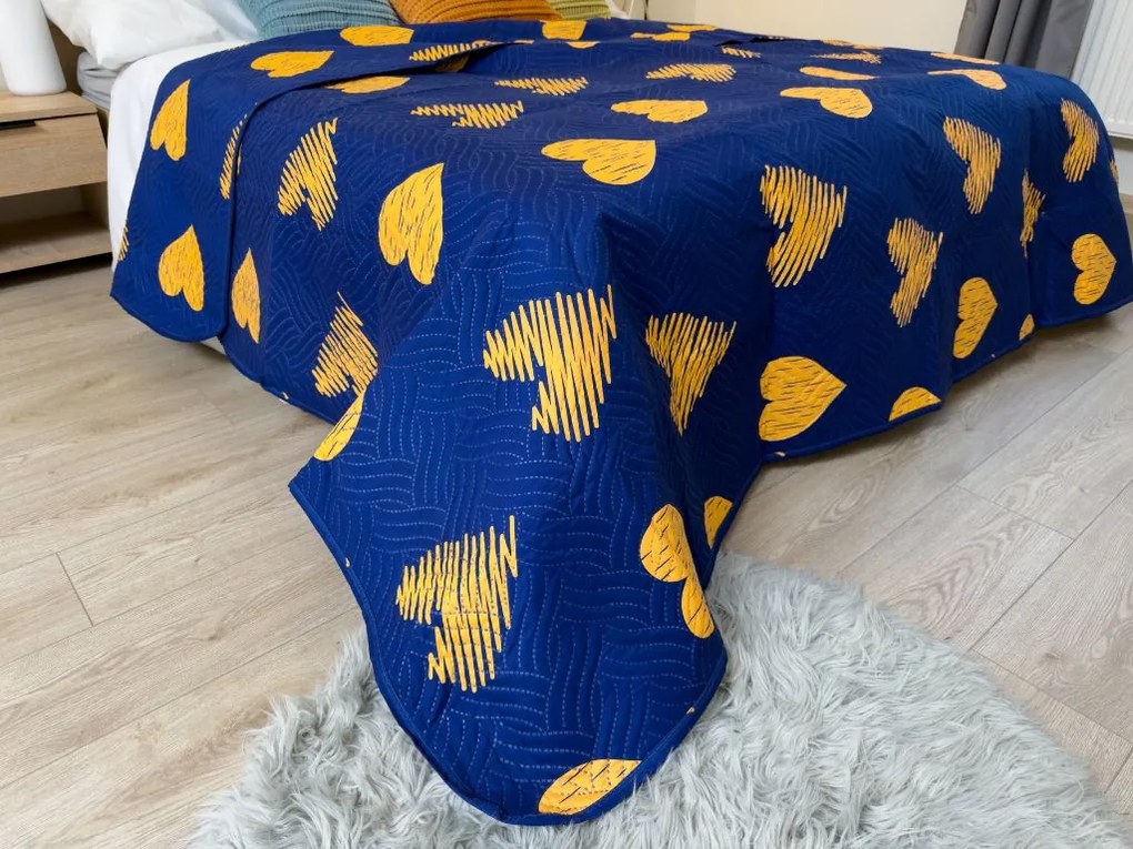 Cuvertura de pat GOLBINO, albastru inchis Dimensiune: 220 x 240 cm
