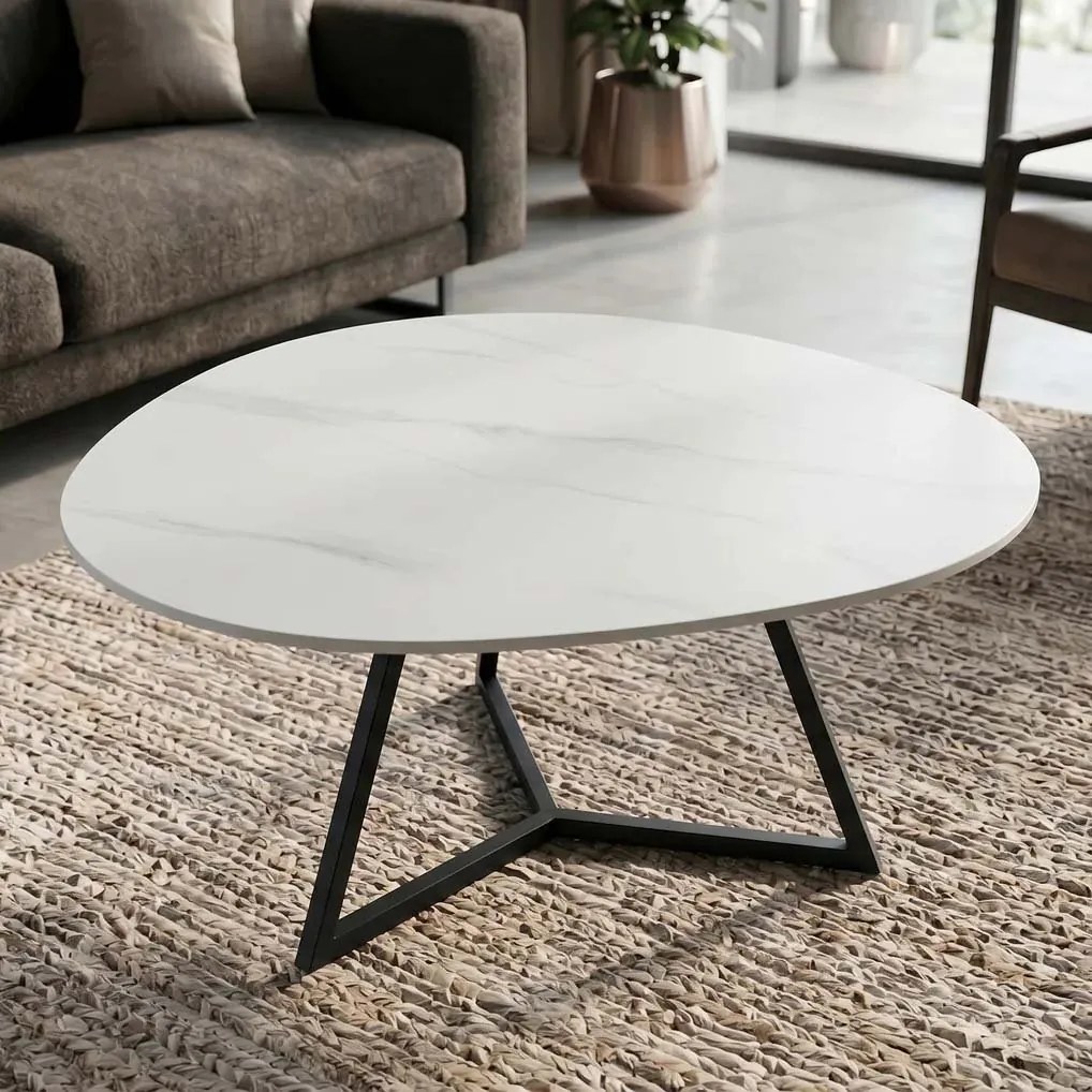 Masuta de cafea cu blat ceramic alb MARVELOUS 90cm