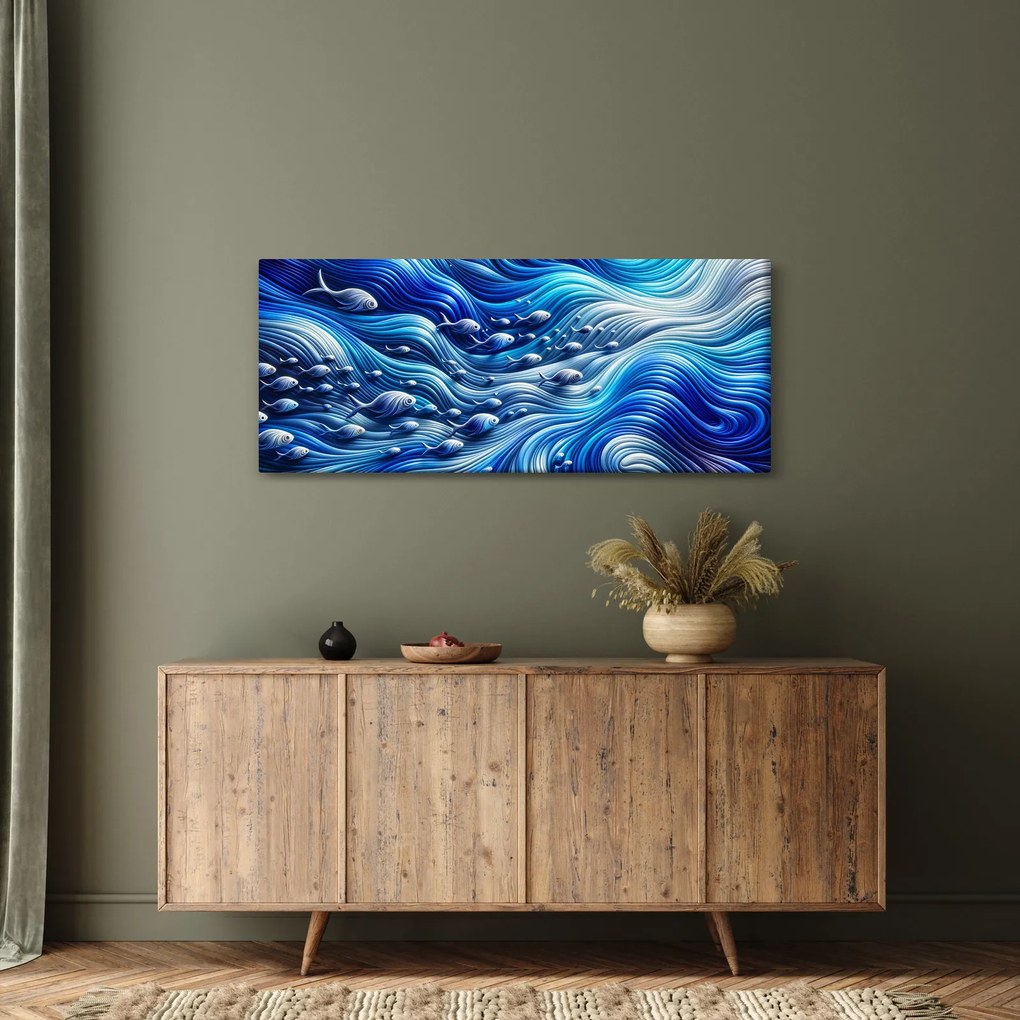 Tablou – Pești în valuri (120x50 cm)