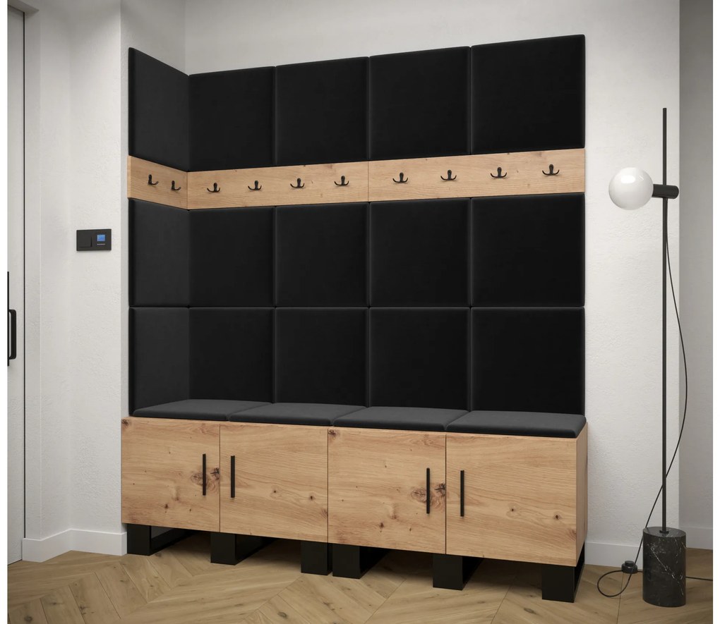 Set mobilier pentru hol Amanda 12 (Stejar artisan + Negru). 1085960