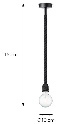 Lustră pe cablu LEONARDO ROPE 1xE27/10W/230V negru