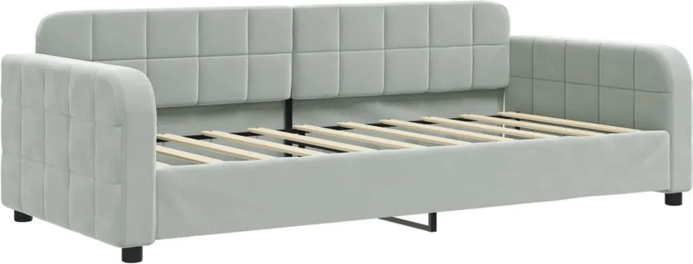 vidaXL Cadru de pat, gri deschis, 90x190 cm, catifea