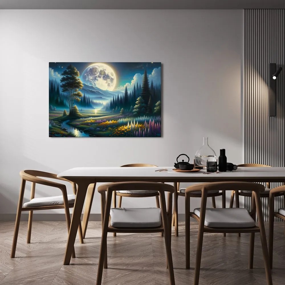 Tablou vale magică în lumina lunii