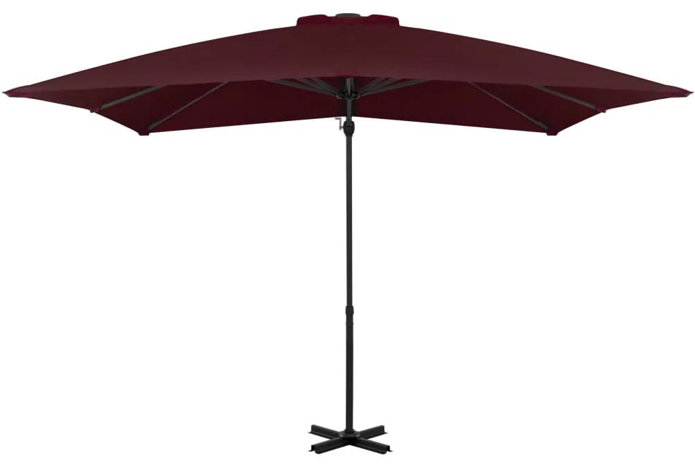 Umbrela suspendata cu stalp aluminiu, rosu bordo, 250x250 cm Rosu, 250 x 250 cm