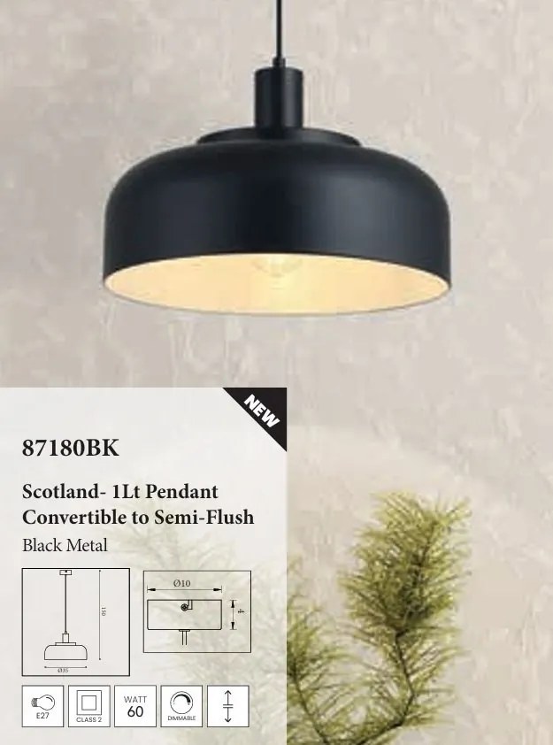 Lustra suspendata stil industrial Scotland negru