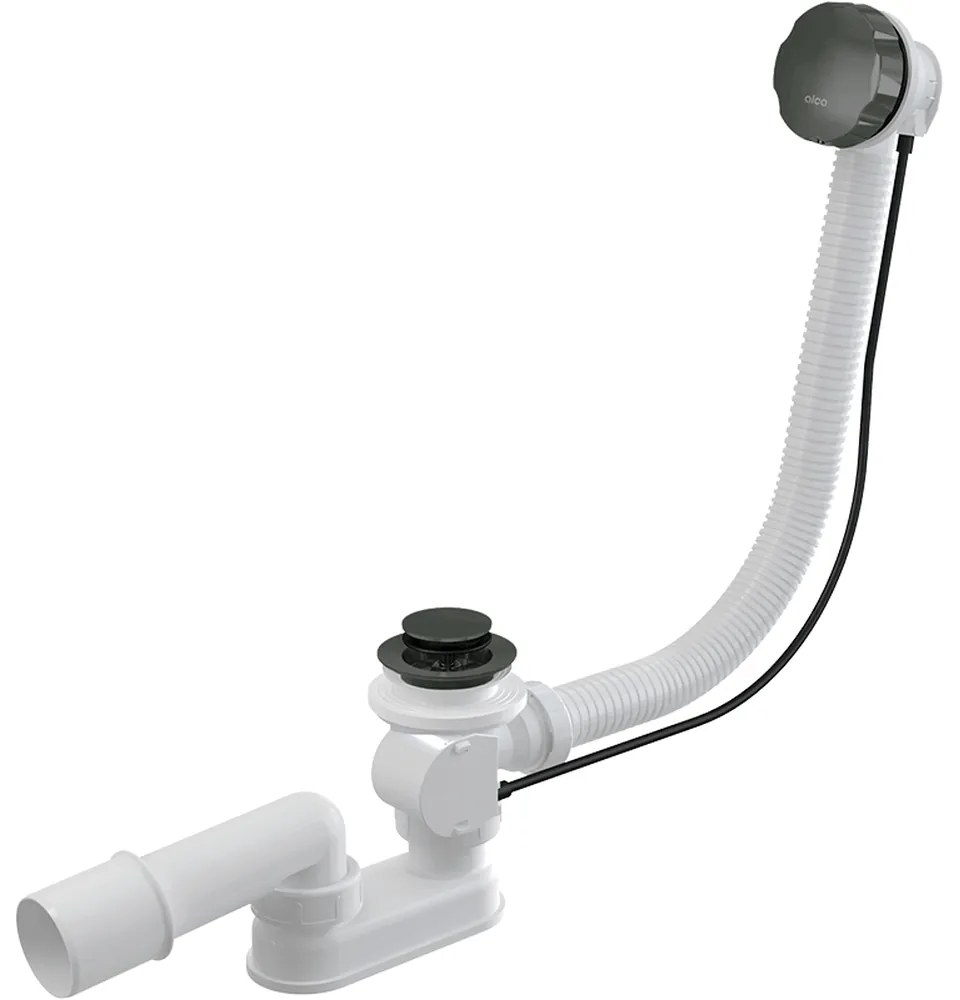 Set de scurgere si revarsare pentru cada de baie, lungime 570 mm, metal lucios de pistol Gun metal lucios