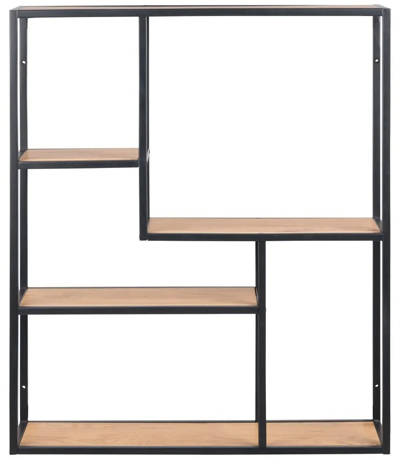 Bibliotecă de perete neagră/în culoare naturală cu aspect de lemn de stejar 75x91 cm Seaford – Actona
