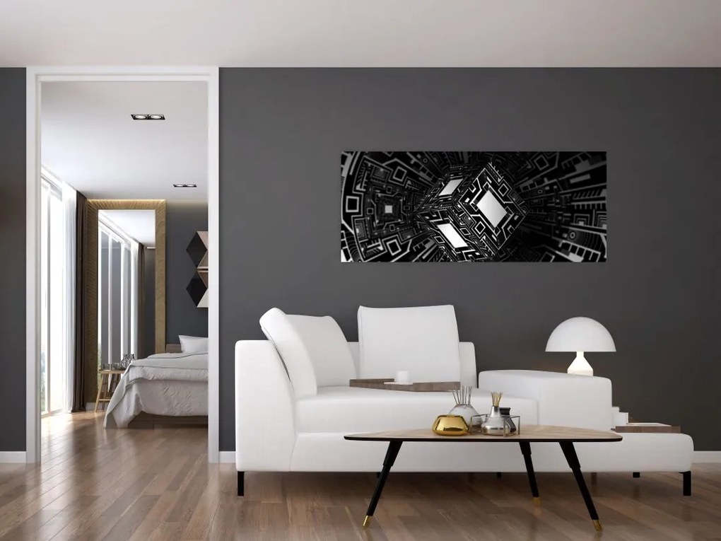 Tablou cu un cub abstract (120x50 cm)