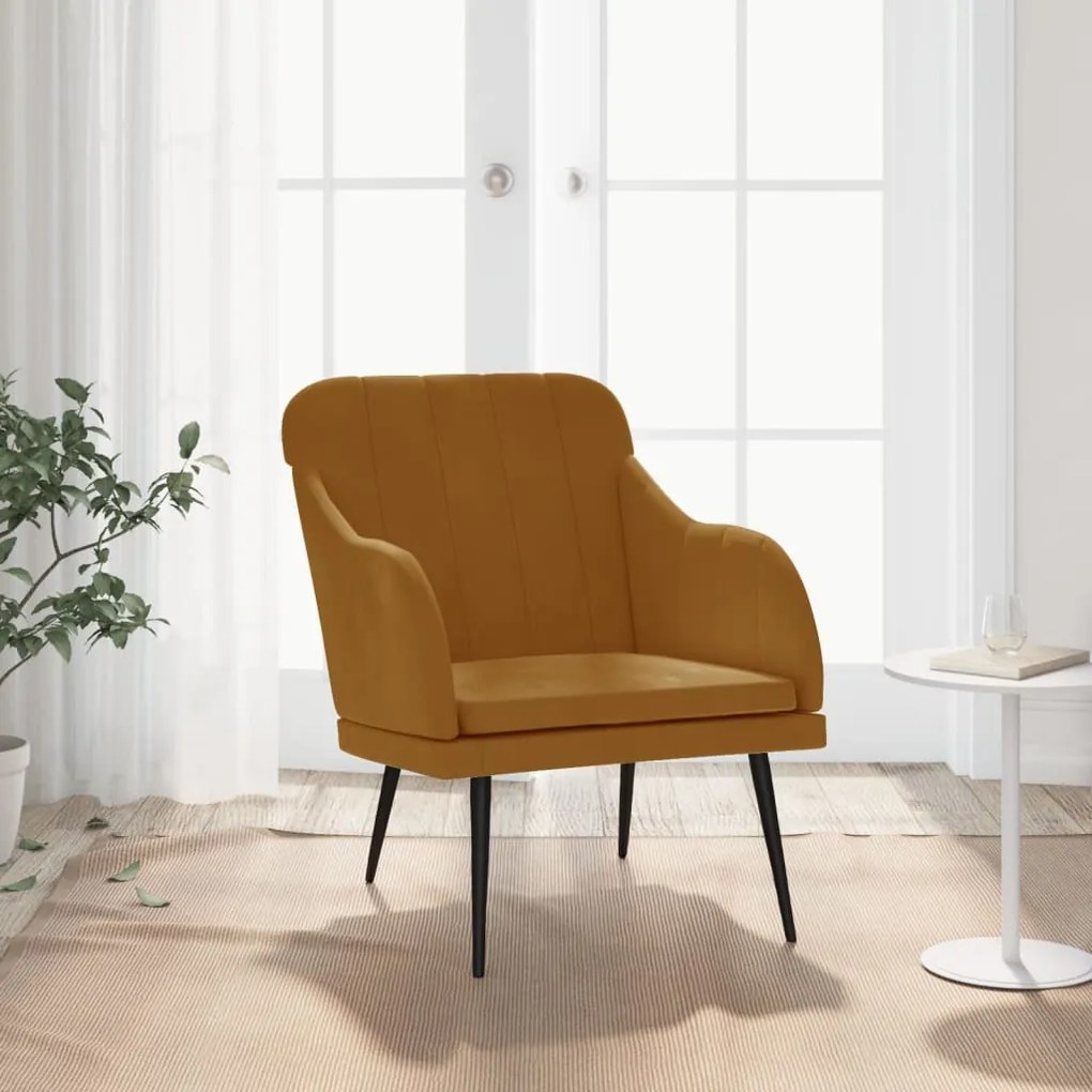 351461 vidaXL Fotoliu, maro, 63x76x80 cm, catifea