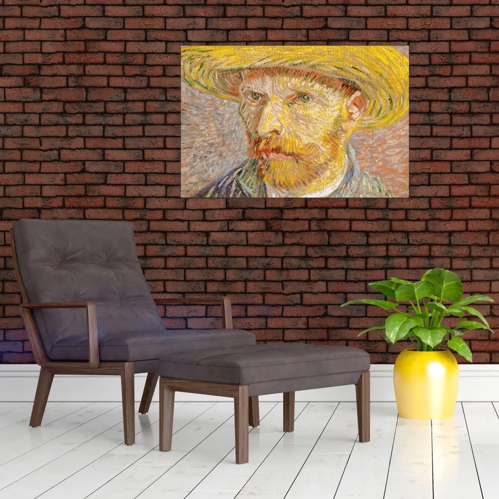 Tablou - Vincent van Gogh, Self-Portrait with a Straw Hat (The Potato Peeler), reproducere (90x60 cm)