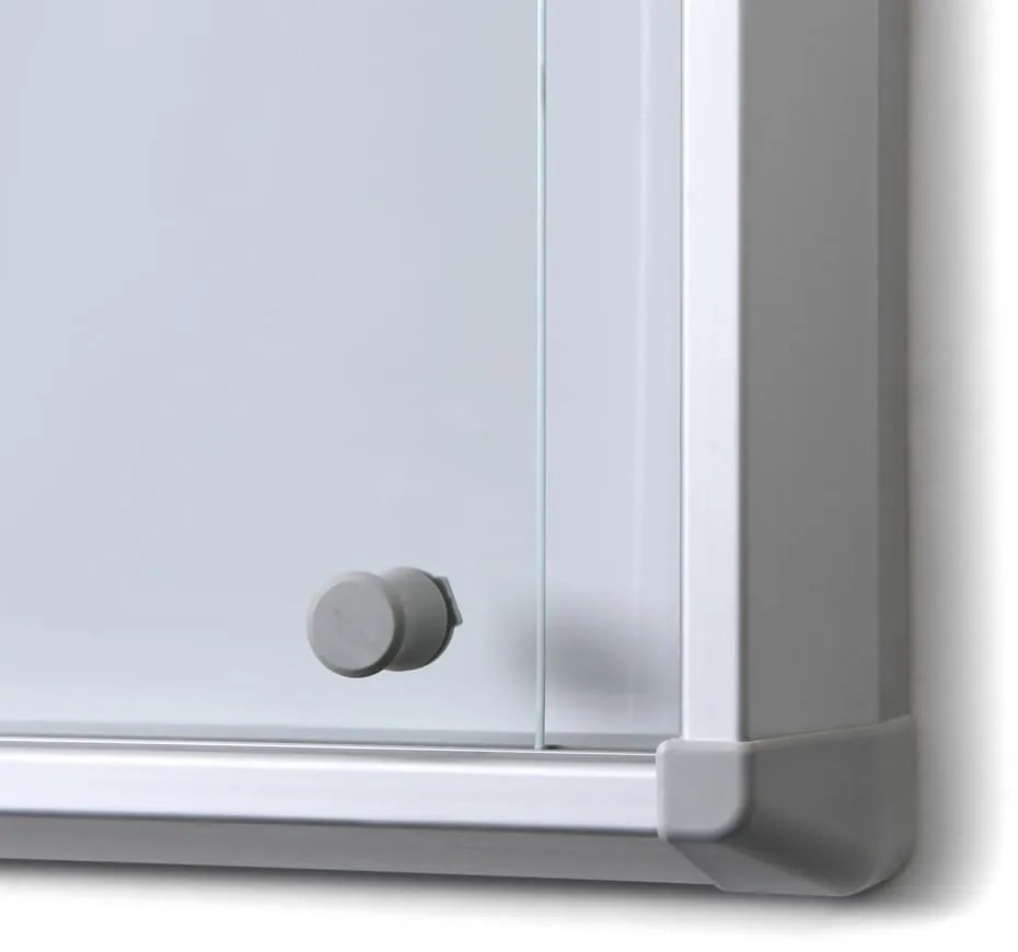 Vitrina de informatii interioare cu usi glisante 12 x A4 - spate tabla, aluminiu