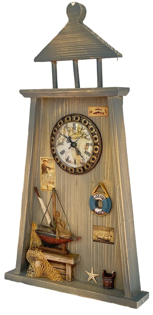 Far decorativ cu ceas LIGHTHOUSE, 24x43cm