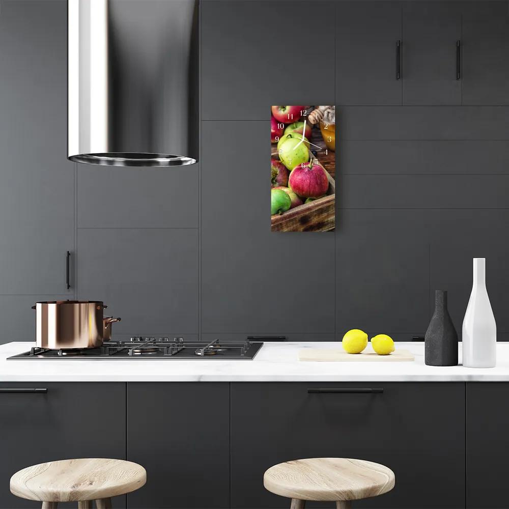 Ceas de perete din sticla vertical Bucătărie mere de culoare