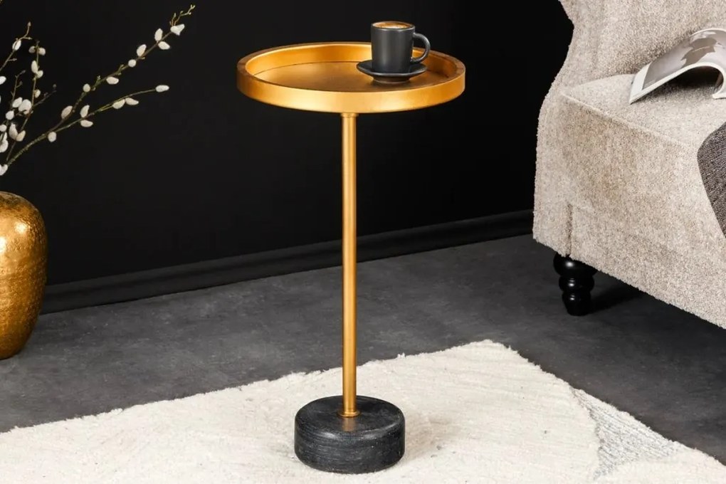 Masuta Laterala, Marmura, Metal, TRAYFUL 60cm