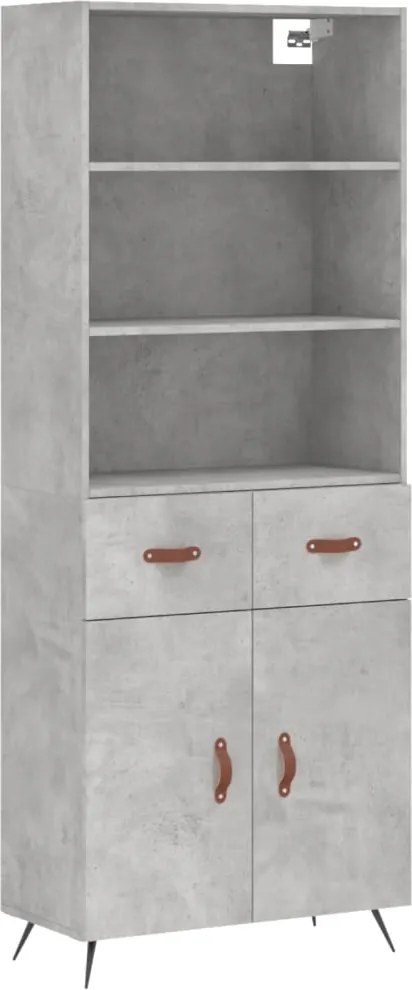 vidaXL Dulap înalt, gri beton, 69,5x34x180, lemn compozit