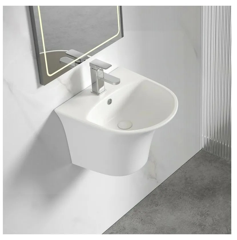 Lavoar suspendat Inter Ceramic oval alb lucios 48.5 cm