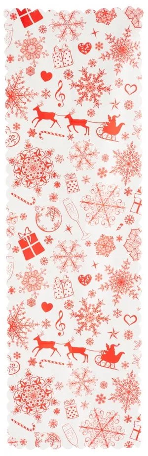 Set 4 fețe de pernă și un napron de masă cu model de Crăciun Minimalist Cushion Covers Red Snowflake