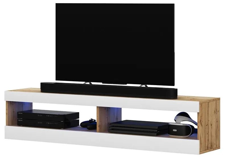 Dulap TV Violett 100 (cu iluminat) (stejar lancaster + alb). 1098639