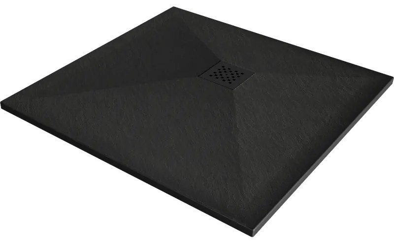 Mexen Stone+ bazin compozit pătrat 70 x 70 cm, negru, capac negru - 44707070-B