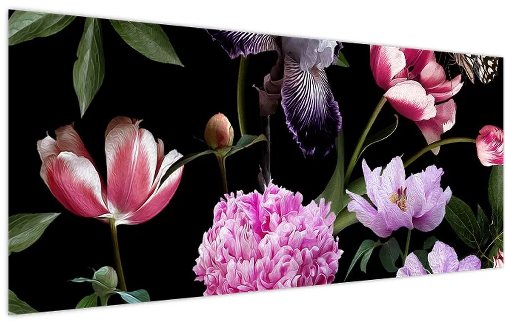 Tablou - Ilustrație de flori (120x50 cm)