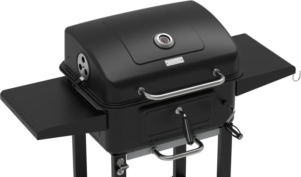 Gratar pentru exterior Zilan ZLN3574, Fabricat din materiale durabile, Grila de gatit 54x42.5 cm din otel cromat, Termometru incorporat, Mobilitate