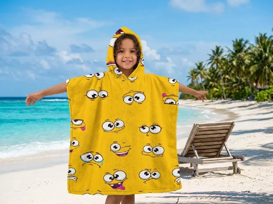 Poncho pentru copii SMILE galben