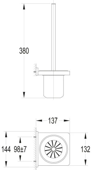 OMNIRES DA70620BL - Perie WC de perete DARLING negru mat