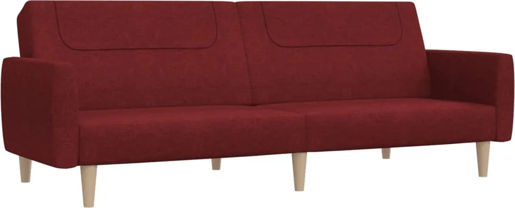 vidaXL Canapea extensibilă cu 2 locuri, roșu vin, material textil