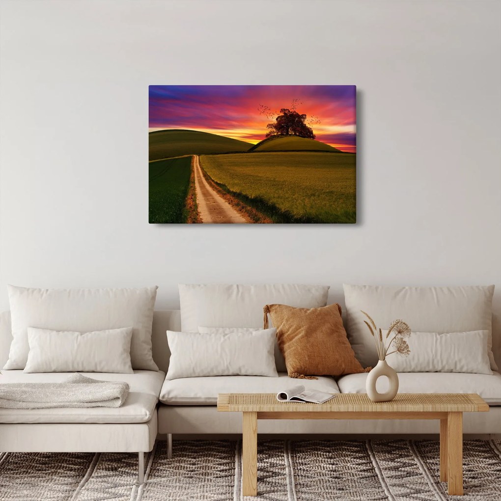 Tablou câmpului cu apus de soare (90x60 cm)