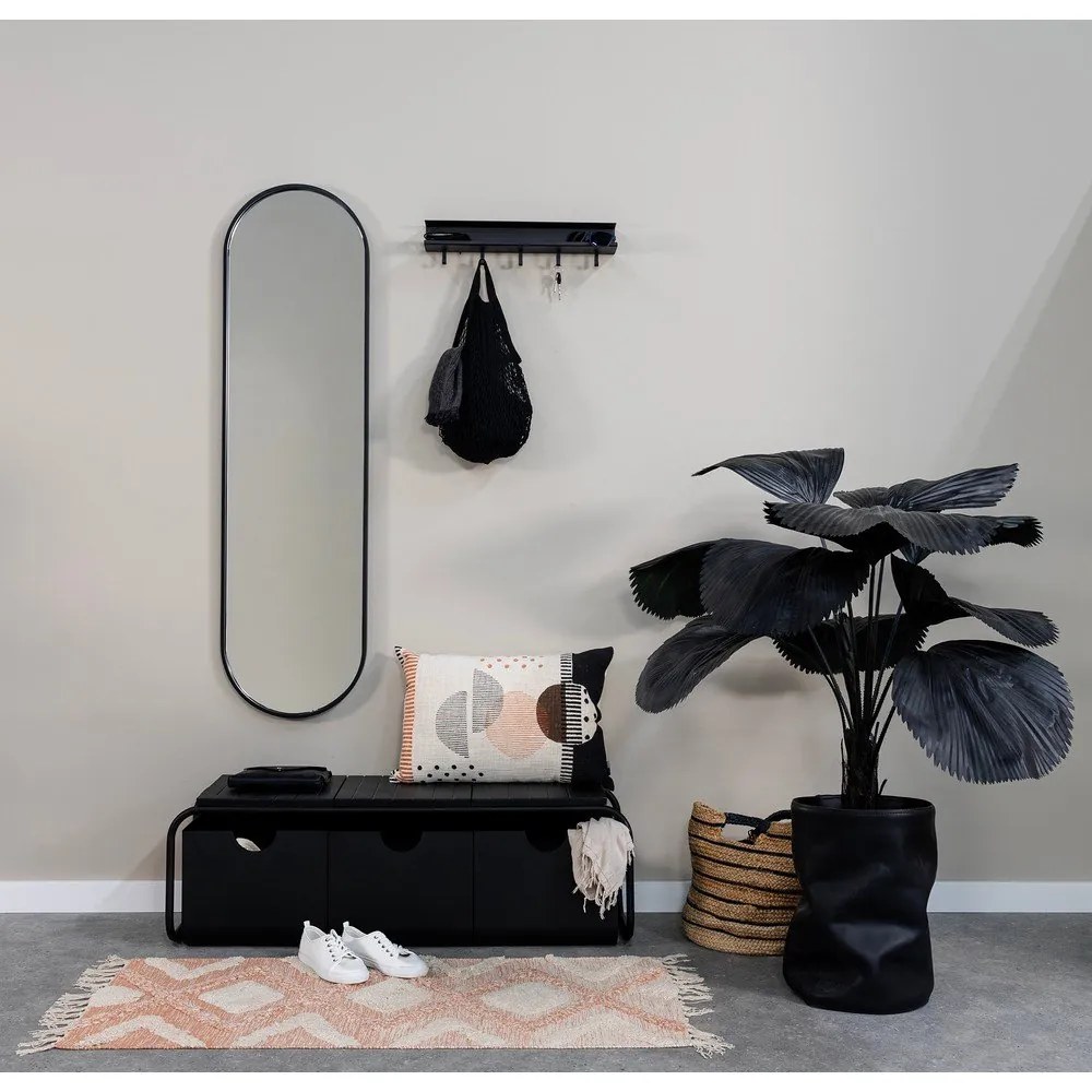 Cuier de perete negru cu raft din metal 50 cm Easy – Spinder Design