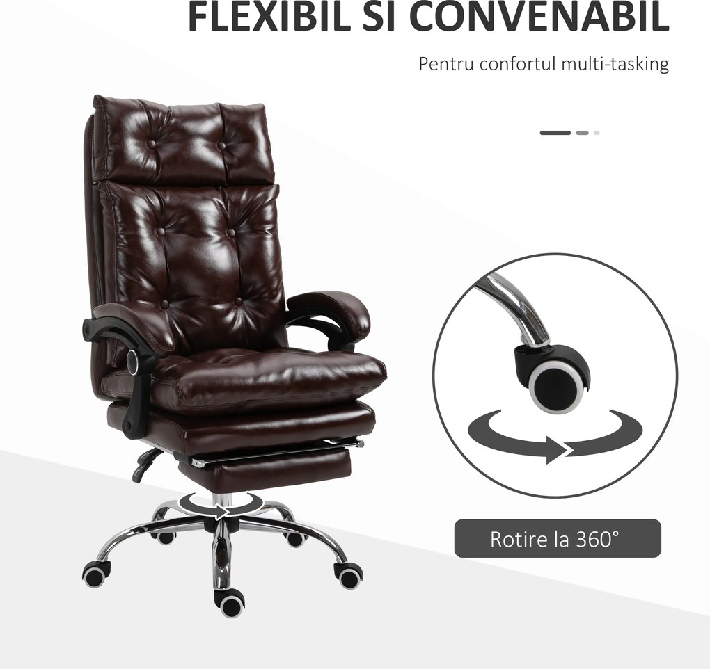 Scaun de Birou Ergonomic Vinsetto, Suport picioare, Inaltime Reglabila Maro | Aosom Romania