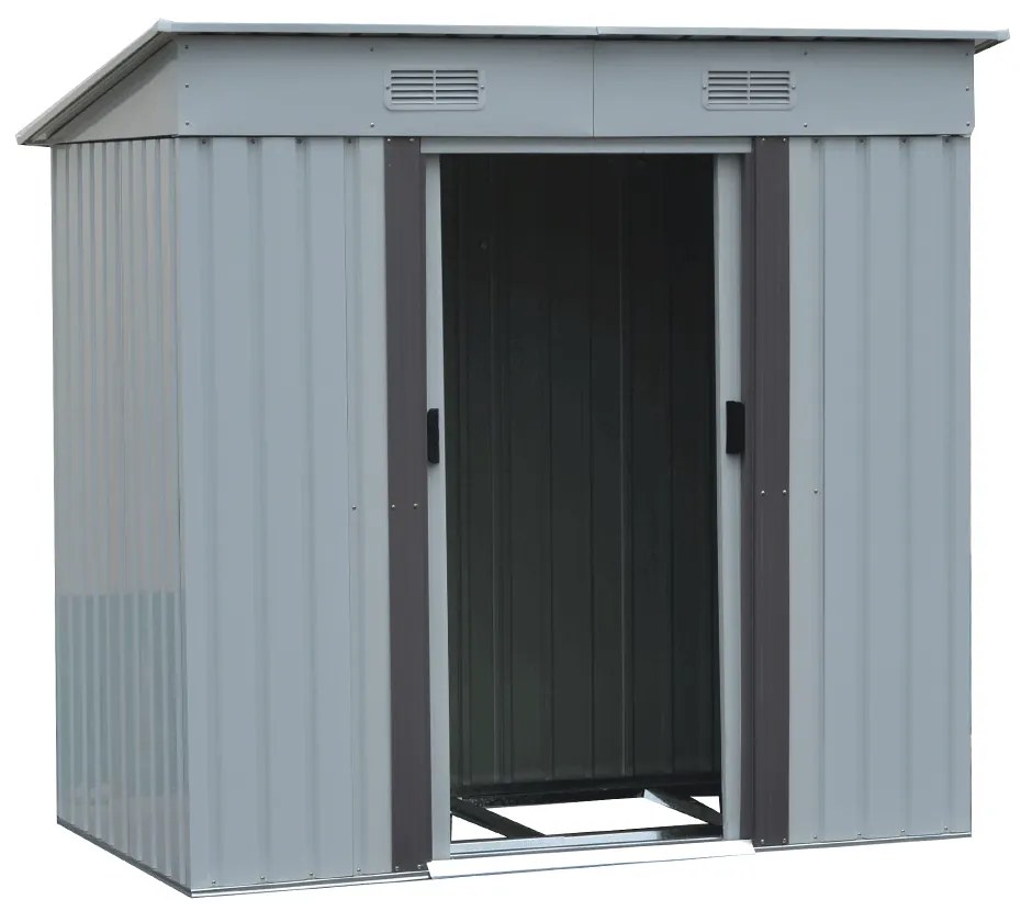 Depozit grădină pentru scule din tablă, alb / gri, 1,9x1,2 m, TEDOK