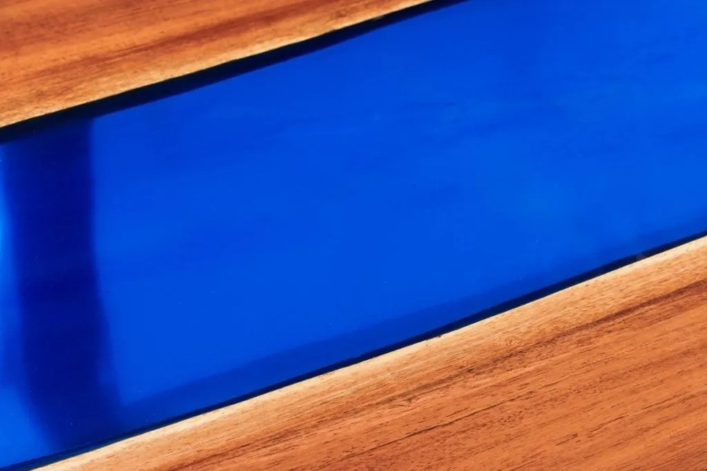 Masa din lemn de salcam cu rasina epoxidica albastra LIQUID 160cm